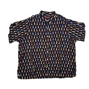 Tori Richard Mens 2XB Wine Bottle Print Viscose Hawaiian Shirt Black 0710 3514